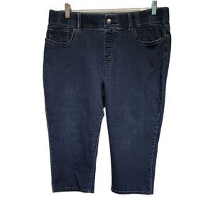 Riders by Lee Mid Rise Women's Dark Wash Cropped Capri Jeans Size 16 Mid-Rise